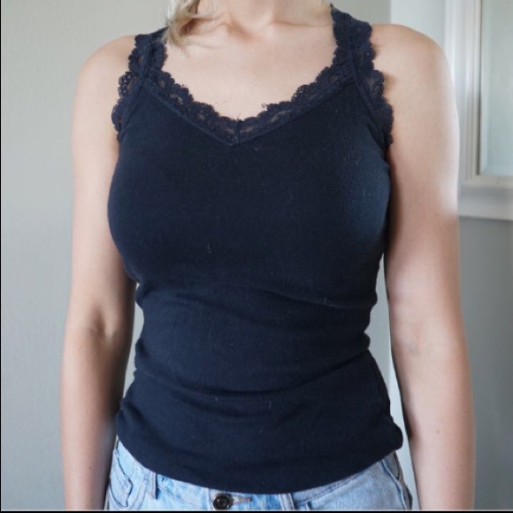 *3 for $25* Lace navy tank top
